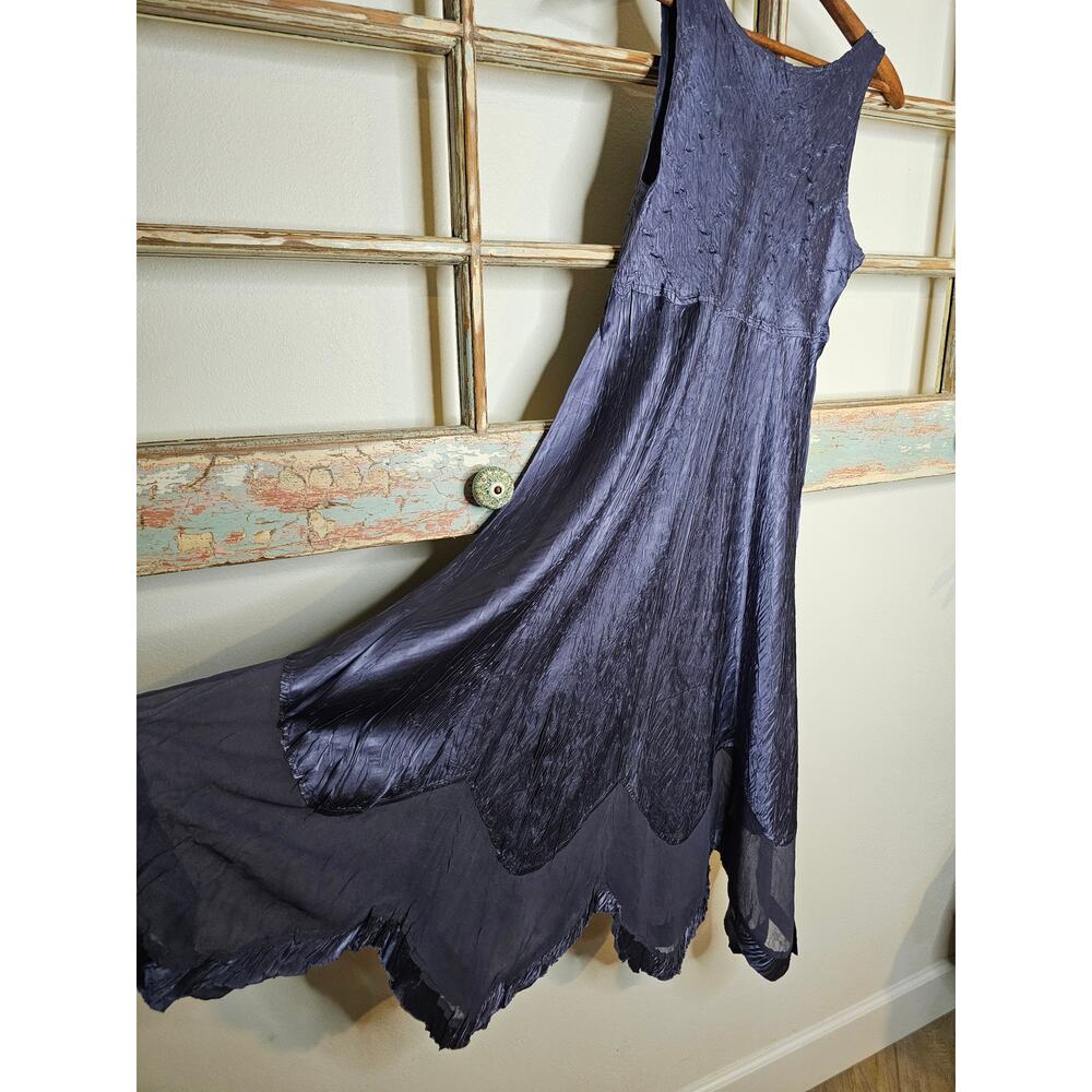 Komarov Blue Sleeveless lightweight Handkerchief Hem Ladies Dress size Small - Picture 12 of 13